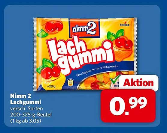 Nimm 2 Lachgummi versch. Sorten 200-325-g-Beutel (1 kg ab 3.05)