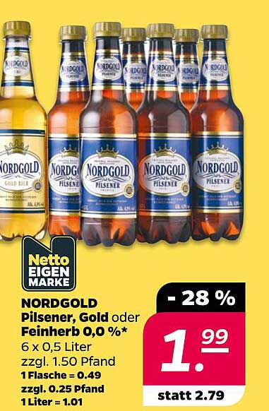 NORDGOLD Pilsener, Gold oder Feinherb 0,0%*