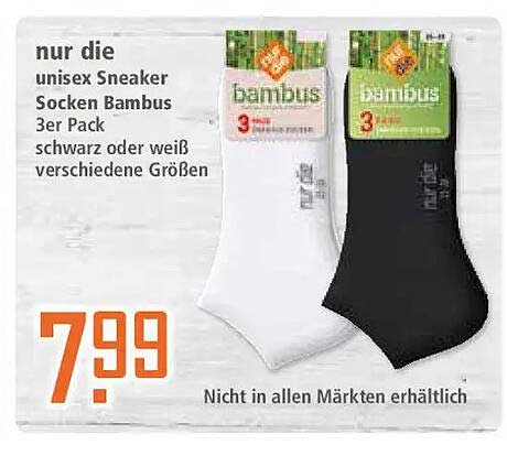 nur die unisex Sneaker Socken Bambus 3er Pack schwarz oder weiß verschiedene Größen