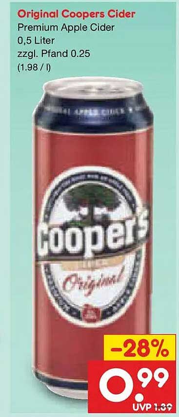 Original Coopers Cider Premium Apple Cider 0,5 Liter zzgl. Pfand 0.25 (1.98 / l)