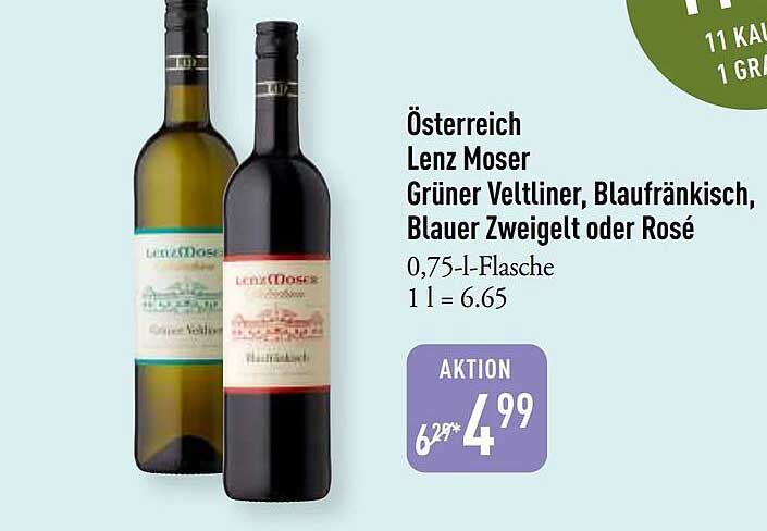 Österreich Lenz Moser Grüner Veltliner, Blaufränkisch, Blauer Zweigelt oder Rosé