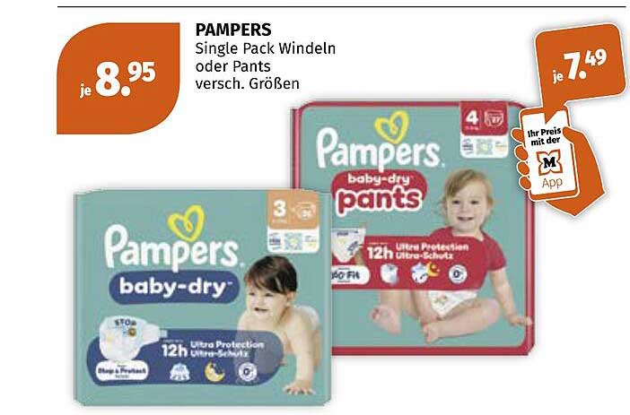 PAMPERS Single Pack Windeln oder Pants versch. Größen