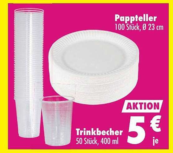 Pappteller 100 Stück, Ø 23 cm