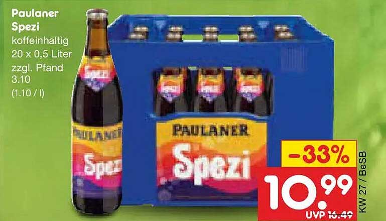 Paulaner Spezi koffeinhaltig 20 x 0,5 Liter zzgl. Pfand