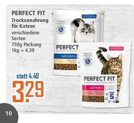 PERFECT FIT Trocken­nahrung für Katzen verschiedene Sorten 750g Packung 1kg = 4.39