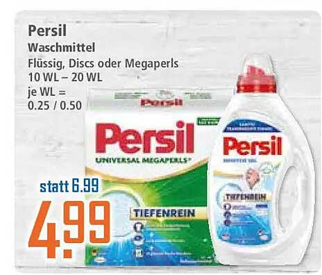 Persil Waschmittel Flüssig, Discs oder Megapersls 10 WL – 20 WL je WL = 0.25 / 0.50