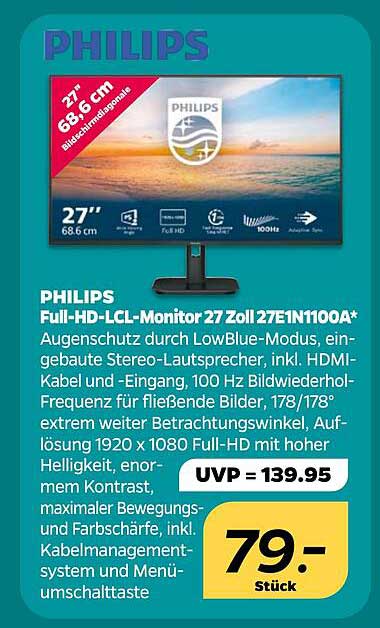 PHILIPS Full-HD-LCI-Monitor 27 Zoll 27E1N1100A*
