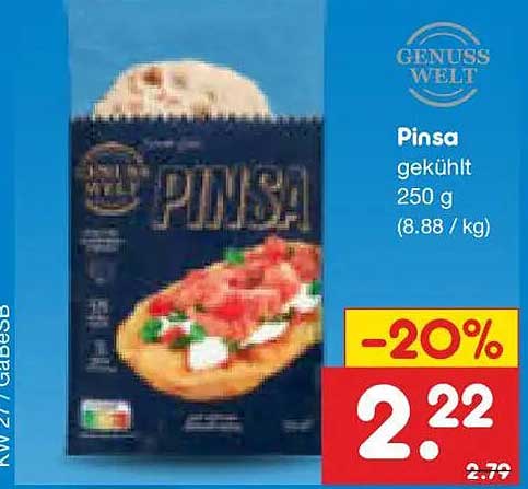 Pinsa gekühlt 250 g (8.88 / kg)