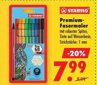Premium-Fasermaler mit robuster Spitze, Tinte auf Wasserbasis, Strichstärke: 1 mm