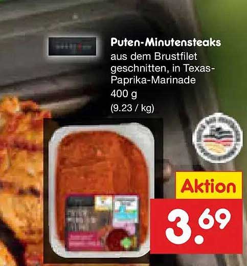 Puten-Minutensteaks aus dem Brustfilet geschnitten, in Texas-Paprika-Marinade 400 g