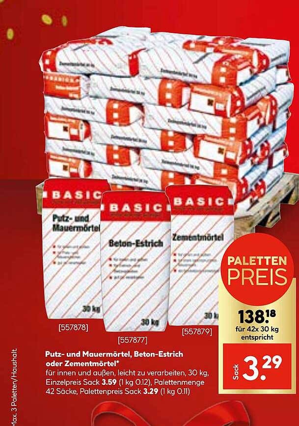 Putz- und Mauermörtel, Beton-Estrich oder Zementmörtel*
