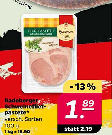 Radeberger Schweinefiletpastete* versch. Sorten 100 g