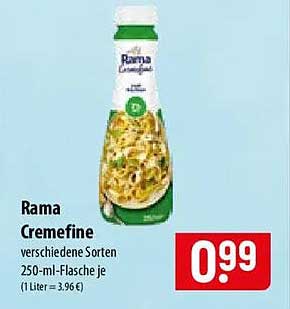 Rama Cremefine verschiedene Sorten 250-ml-Flasche (1 Liter = 3,96 €)