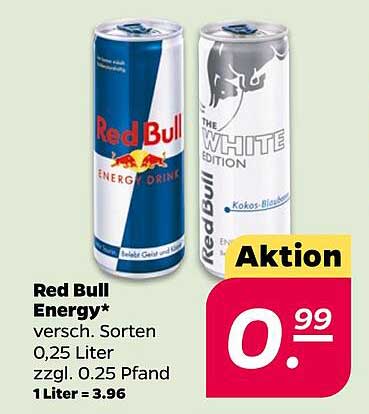 Red Bull Energy* versch. Sorten 0,25 Liter zzgl. 0,25 Pfand 1 Liter = 3.96