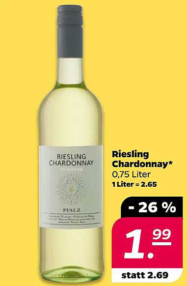 Riesling Chardonnay* 0,75 Liter 1 Liter = 2.65