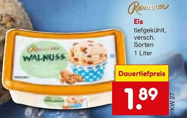 Romanza Eis tiefgekühlt, versch. Sorten 1 Liter