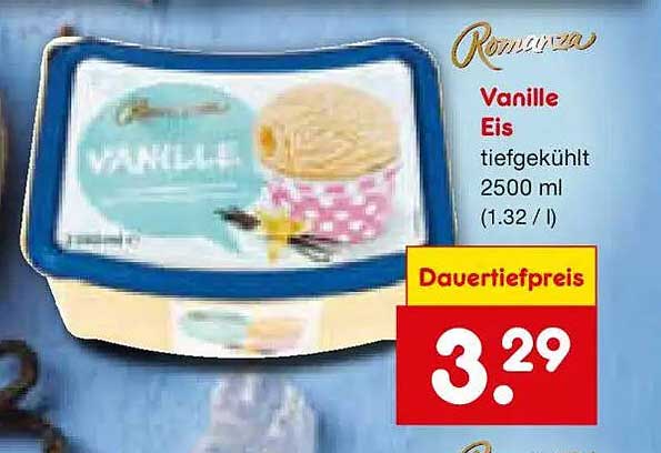 Romanzza Vanille Eis tiefgekühlt 2500 ml (1.32 / l)