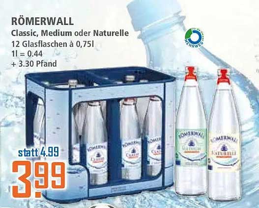 RÖMERWALL Classic, Medium oder Naturelle 12 Glasflaschen à 0,75l