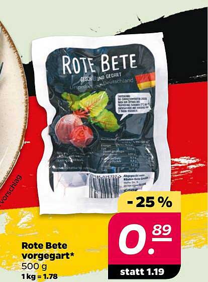 Rote Bete vorgegart* 500 g 1 kg = 1.78