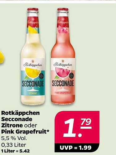 Rotkäppchen Seccoadde Zitrone oder Pink Grapefruit*