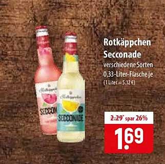 Rotkäppchen Seconade verschiedene Sorten 0,33-Liter-Flasche (1 Liter = 5,12 €)