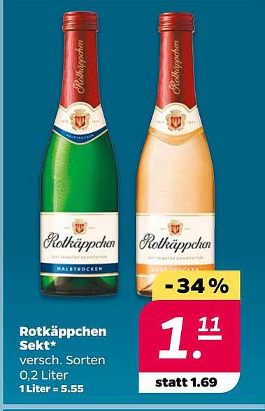 Rotkäppchen Sekt* versch. Sorten 0,2 Liter 1 Liter = 5.55