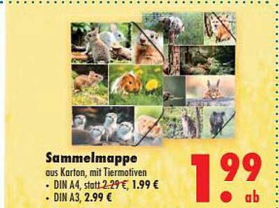 Sammelmappe aus Karton, mit Tiermotiven