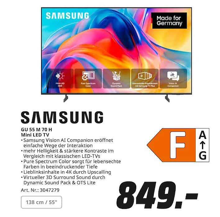 SAMSUNG GU 55 M 70 H Mini LED TV