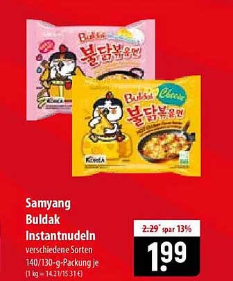 Samyang Buldak Instantnudeln verschiedene Sorten