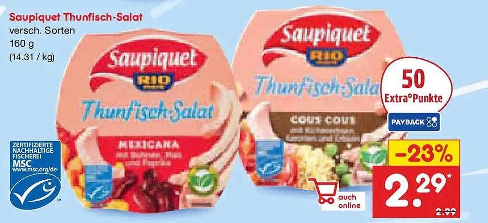 Saupiquet Thunfisch-Salat versch. Sorten 160 g (14.31 / kg)
