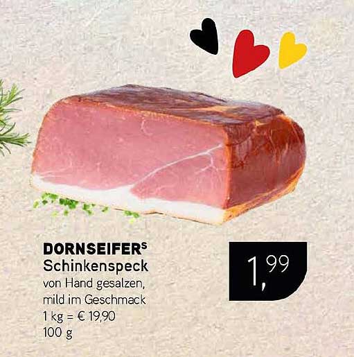 Schinkenspeck von Hand gesalzen, mild im Geschmack