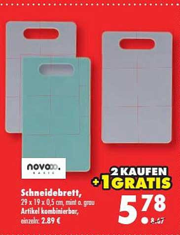 Schneidebrett, 29 x 19 x 0,5 cm, mint o. grau