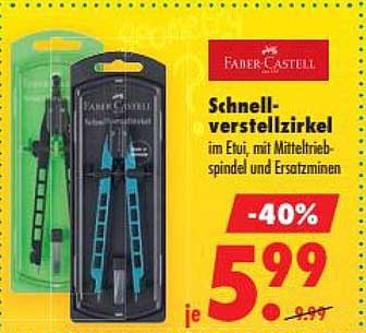 Schnell-verstellzirkel im Etui, mit Mitteltriebspindel und Ersatzminen