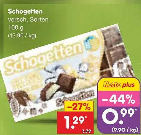 Schogetten versch. Sorten 100 g (12.90 / kg)