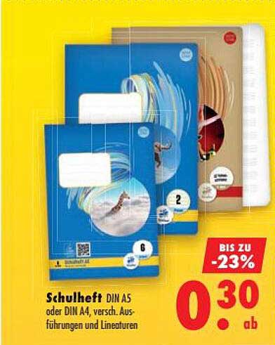 Schulheft DIN A5 oder DIN A4, versch. Ausführungen und Lineaturen