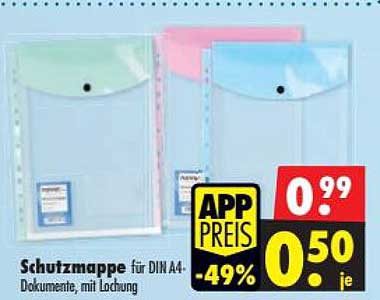 Schutzmappe für DIN A4 - Dokumente, mit Lochung