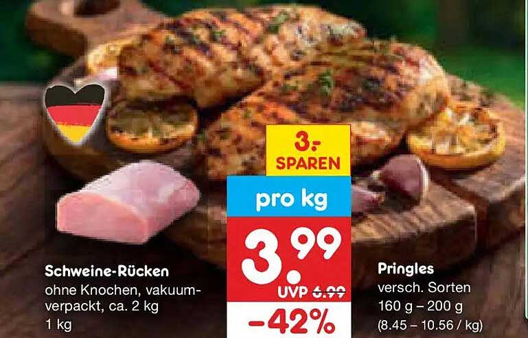 Schweine-Rücken ohne Knochen, vakuumverpackt, ca. 2 kg 1 kg