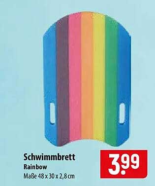 Schwimmbrett Rainbow Maße 48 x 30 x 2,8 cm