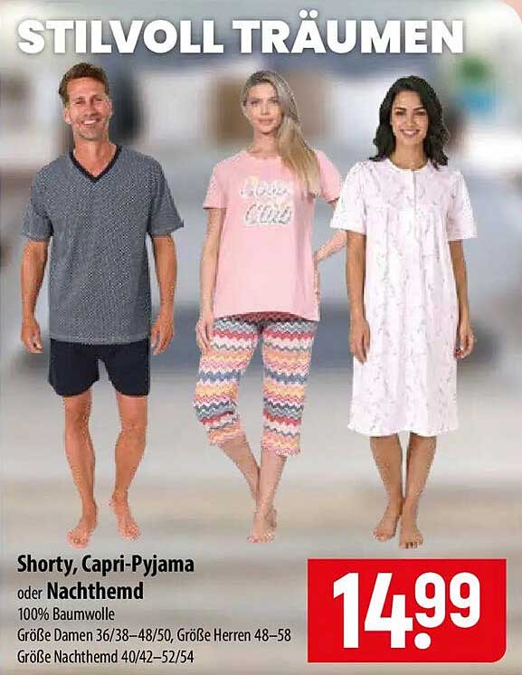 Shorty, Capri-Pyjama oder Nachthemd