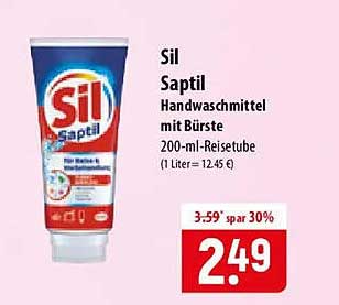 Sil Saptil Handwaschmittel mit Bürste 200-ml-Reisetube (1 Liter = 12,45 €)