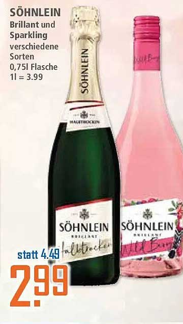 SÖHNLEIN Brillant und Sparkling verschiedene Sorten 0,75l Flasche 1l = 3.99