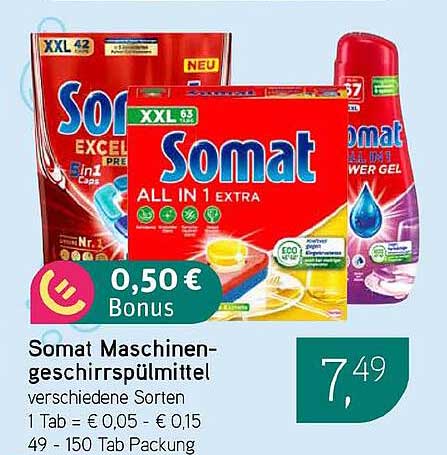 Somat Maschinengeschirrspülmittel verschiedene Sorten
