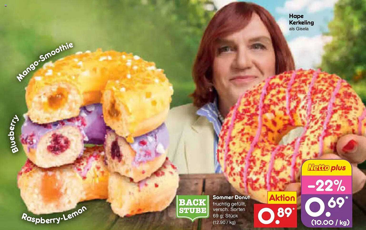 Sommer Donut fruchtig gefüllt, versch. Sorten 69 g; Stück