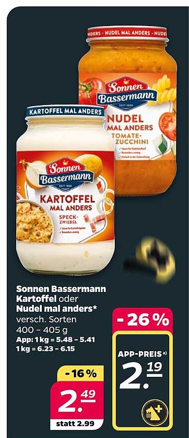 Sonnen Bassermann Kartoffel oder Nudel mal anders* versch. Sorten 400 - 405 g