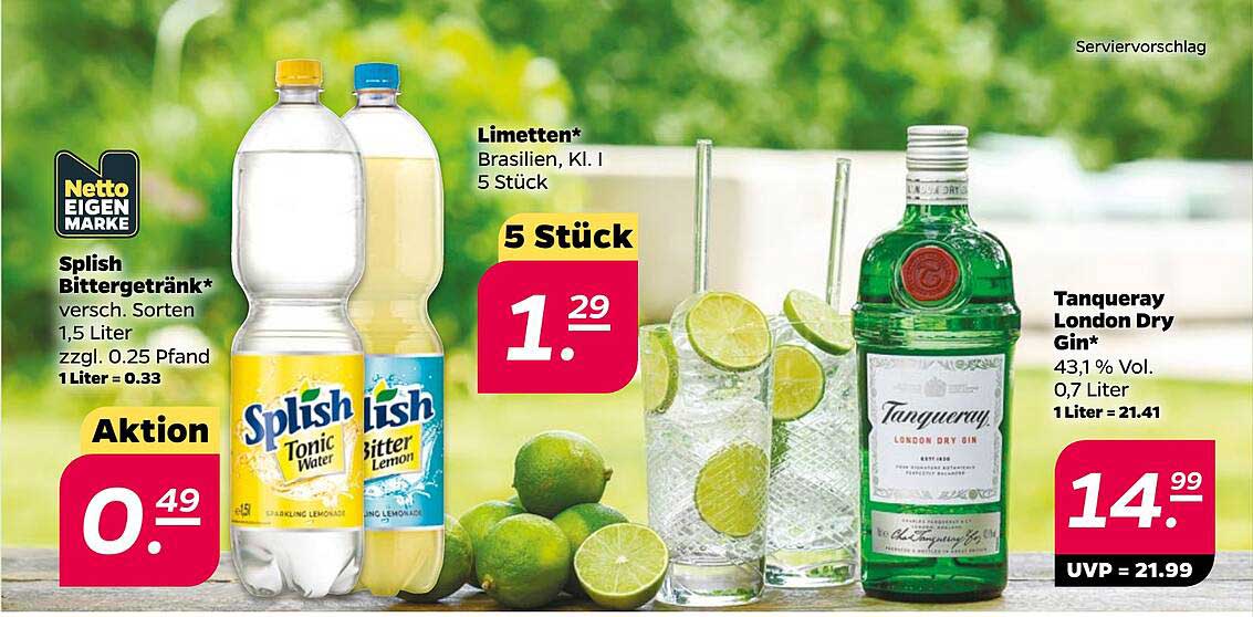 Splish Bittergetränk* versch. Sorten 1,5 Liter zzgl. 0,25 Pfand 1 Liter = 0.33