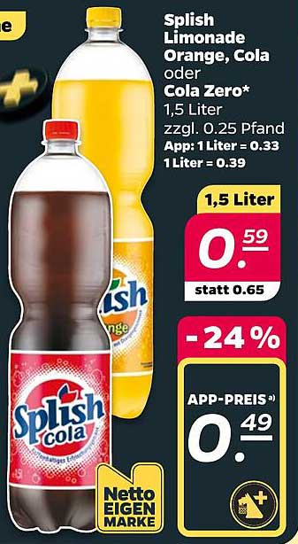 Splish Limonade Orange, Cola oder Cola Zero*