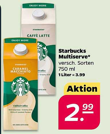 Starbucks Multiserve* versch. Sorten 750 ml 1 Liter = 3.99