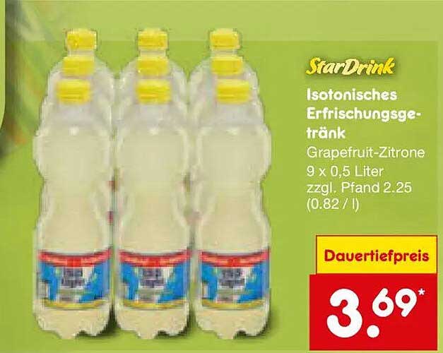 StarDrink Isotonisches Erfrischungsgetränk Grapefruit-Zitrone 9 x 0,5 Liter zzgl. Pfand 2,25 (0,82 / l)