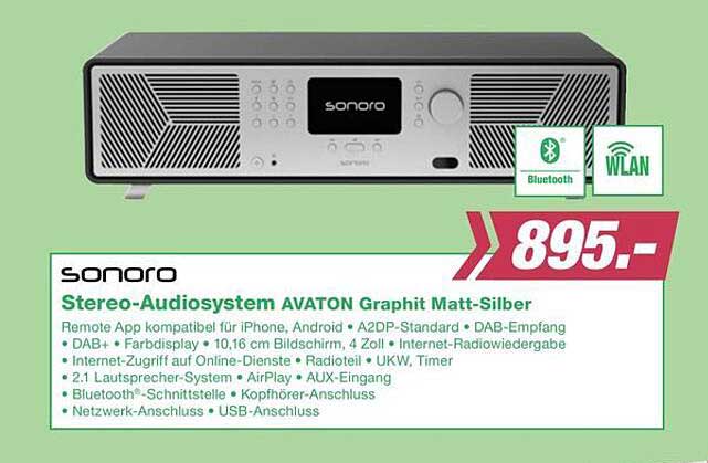 Stereo-Audiosystem AVATON Graphit Matt-Silber