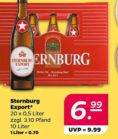 Sternburg Export* 20 x 0,5 Liter zzgl. 3.10 Pfand 10 Liter 1 Liter = 0.70